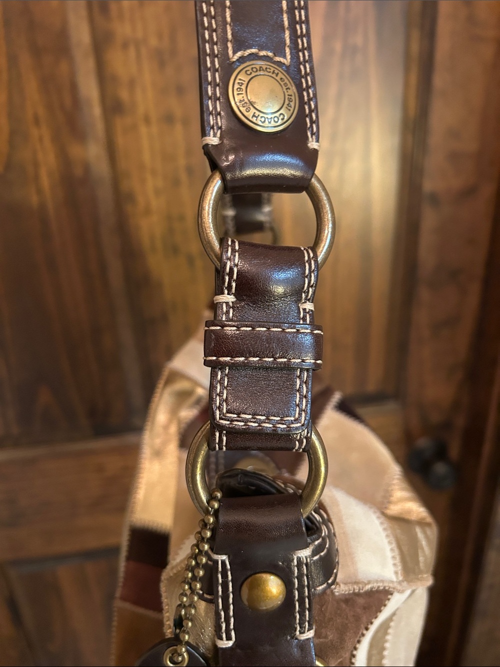 Coach Patchwork Hobo Bag - Brown, Gold & Cream - Picture 5 of 13